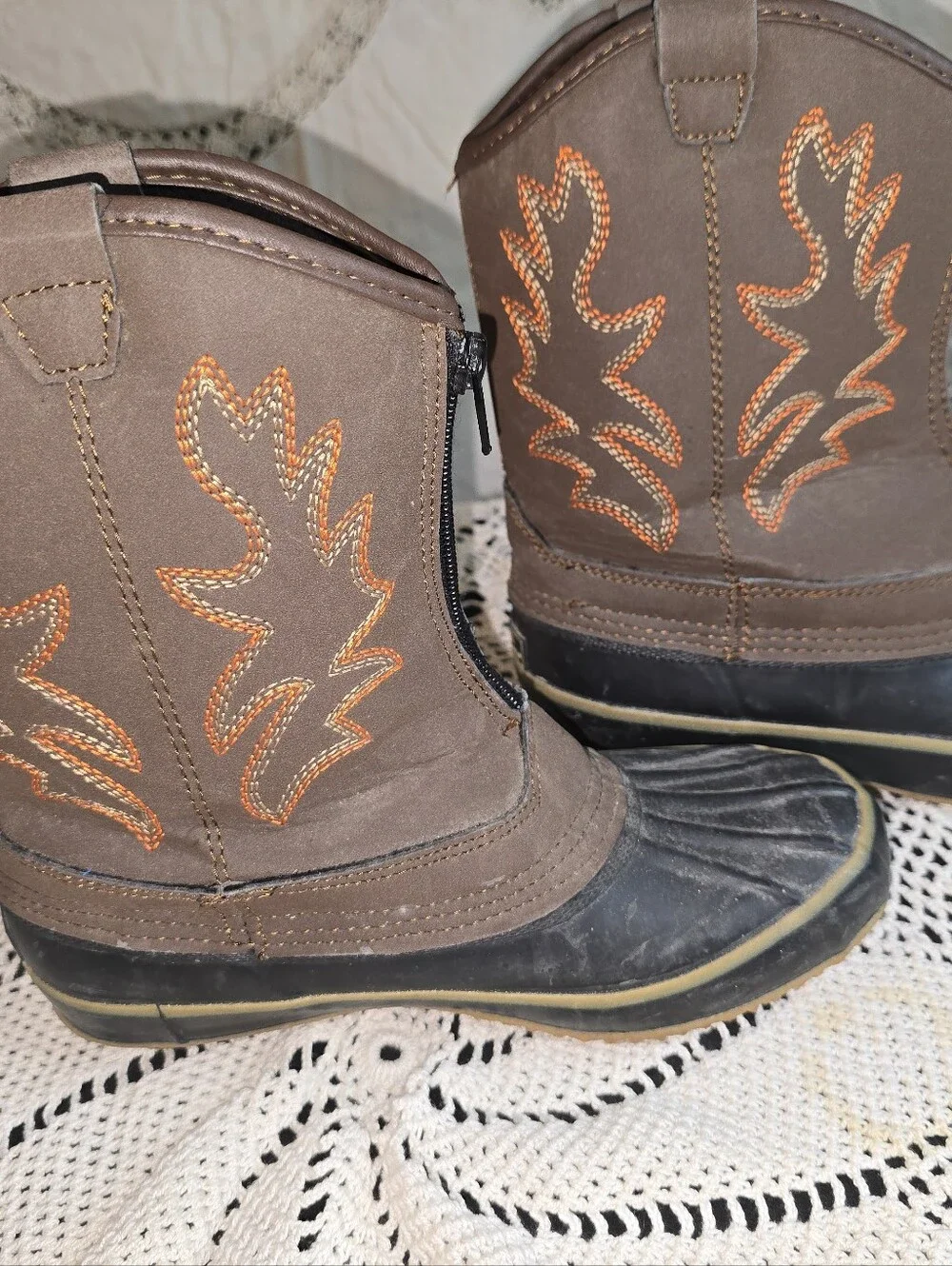 Polar Edge Youth Western Flair Zipper Duck Boots, Insulated, Waterproof, Youth 6